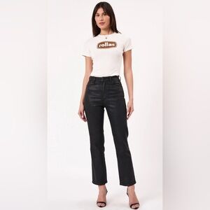 ROLLA'S Coated Black Original Straight Leg Jeans Sz 26 NWT!